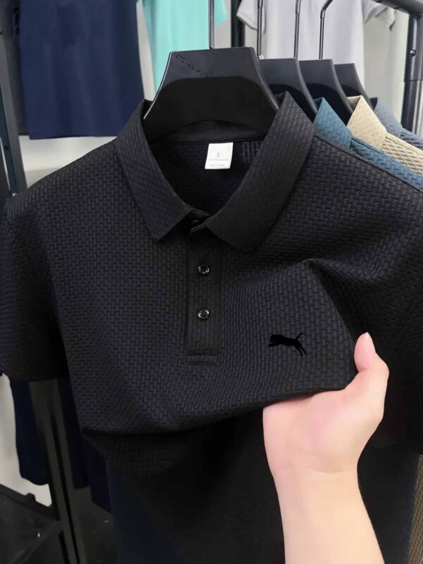 Men'S Casual Black Polo Shirt with Logo - Comfortable Knit Fabric, Breathable for Summer, Regular Fit, Casual Style, Casual Summer Shirt | Logo Shirt | Knit Construction, PLUS SIZE - Image 5