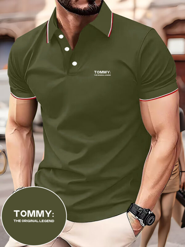 Men's Fashion Collared Shirt with Tommy Print, Summer Shirt, Suitable for Sports and Casual Outings - Image 6