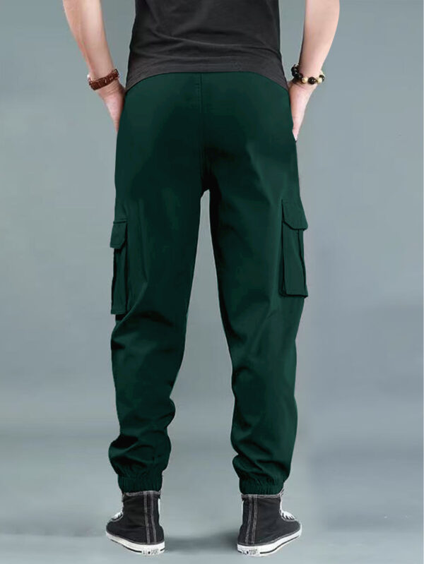 Men'S Casual Cargo Pants with "WEEKEND" Print - Loose Fit, Multiple Flap Pockets, Drawstring Waist, Geometric Pattern, All-Season Comfort, Casual Attire|Geometric Print Pants|Adjustable Waistband - Image 10