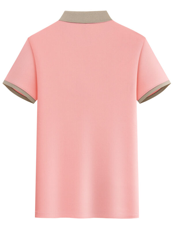 Men'S Premium Business Casual Polo Shirt - Knit Polyester Fabric, Regular Fit, Short Sleeve, Lapel Collar, Slight Stretch, Geometric Pattern with Button Detail, Summer Style - Image 7