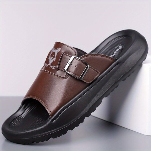 Men's Slippers, Trendy Korean Style Couple Lightweight Outdoor Driving Shoes, Men's Summer Open Toe Simple Comfortable Fashion Flat Slip-Ons, Durable and Soft EVA Home Slides - Comfortable, Thick Sole, Non-Slip Casual Wearable Slippers, Stylish Four-Season Open-Toe Shoes Perfect for Indoor/Outdoor Use, Beach and Family Relaxation, 2pcs Set Includes 1pc Shoe + 1pc Premium Storage Bag - Image 8