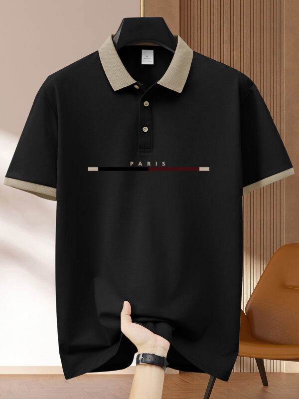 Men'S Stylish Color Block Shirt - Short Sleeve, Button-Up Collar, Polyester, Golf & Outdoor Sports, Navy Blue, Light Green, Khaki, Black, Pink A1268, Golf Shirt