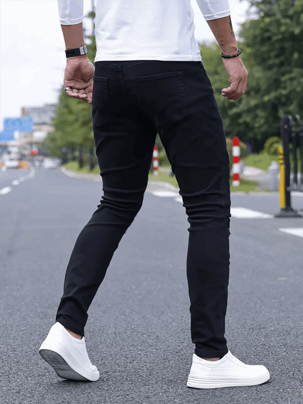 Men'S Slim-Fit Casual Solid Color Jeans, Stretchy Straight-Leg Business Pants with Slant Pockets, Soft Cotton Fabric for Year-Round Wear - Image 3