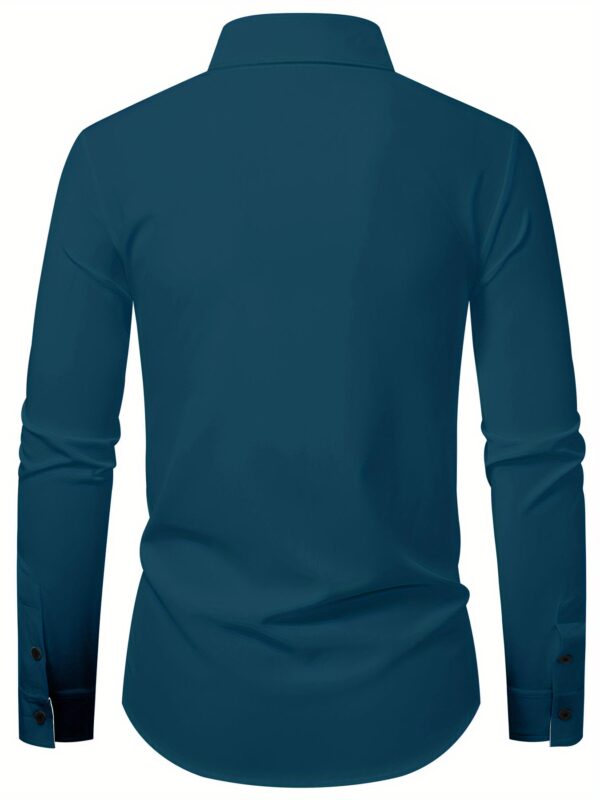 2025 Summer Lightweight Color Block Men'S Casual Long Sleeve Shirt - Solid Color with Contrast Trim, Regular Fit, Multiple Colors & Sizes for Casual Attire, Versatile Menswear, Classic Collar Design, Nonelastic Fabric - Image 10