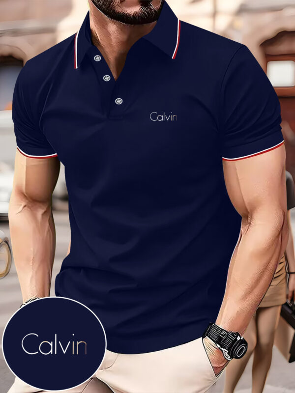 Men's Fashion Collared Shirt Calvin Print, Summer, Suitable for Sports and Casual Outings - Image 5