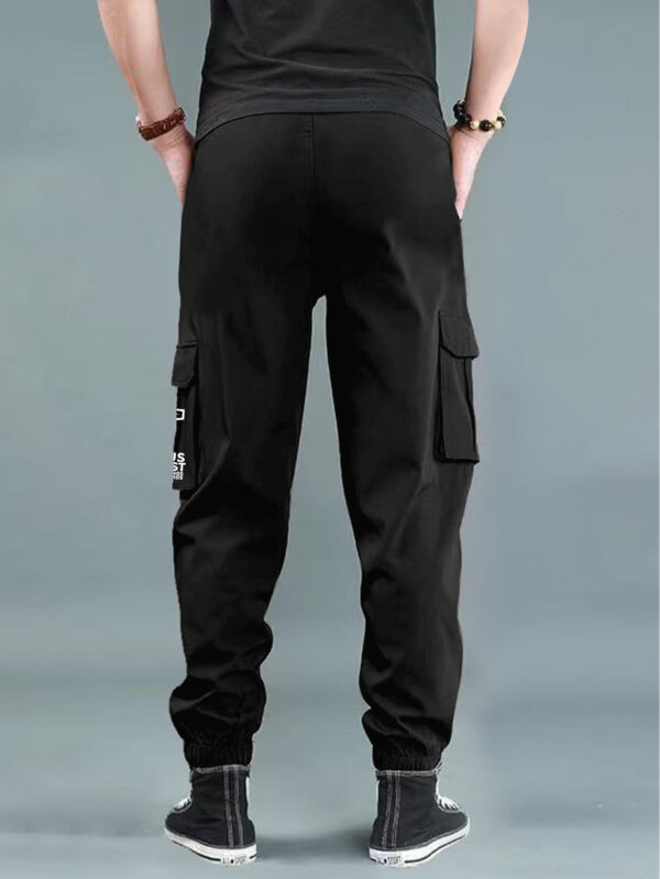 Men'S Casual Cargo Pants with "REEF" Logo - Black, Multiple Flap Pockets, Drawstring Waist, All-Season Comfort, Sporty Street Style, Casual Wear | Trendy Casualwear | Adjustable Waist Pants - Image 8