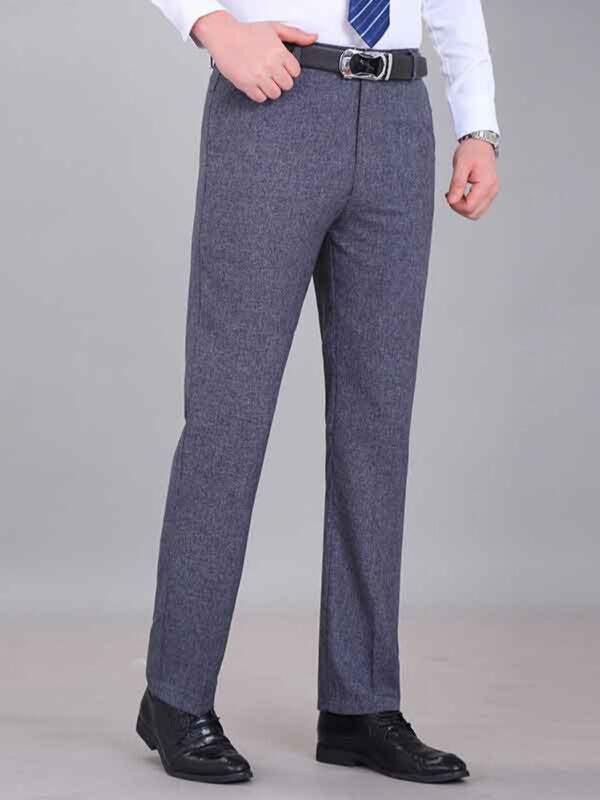 Men's High-Waisted -Linen Pants - Wrinkle-Resistant Lightweight Trousers for Spring/Fall, Breathable Casual Business Casual & Vacation Wear, Regular Fit with Pockets, Hand Wash Only, Everyday Comfort Wear, Wrinkeresistant Fabric - Image 2