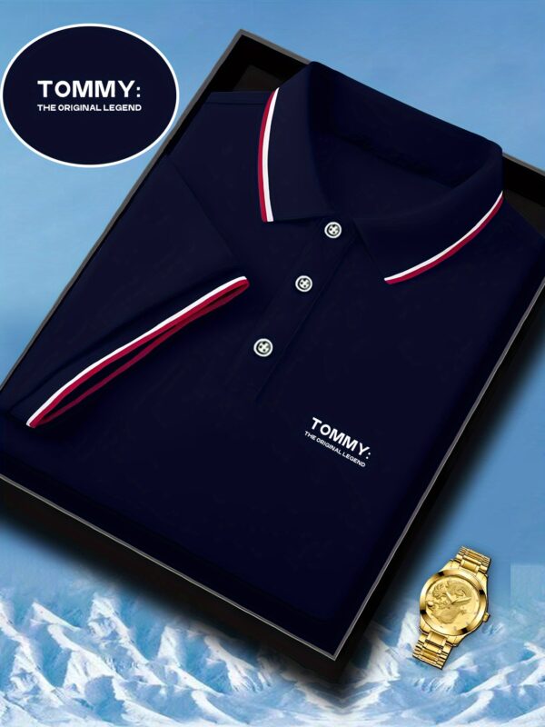 Men's Fashion Collared Shirt with Tommy Print, Summer Shirt, Suitable for Sports and Casual Outings - Image 3