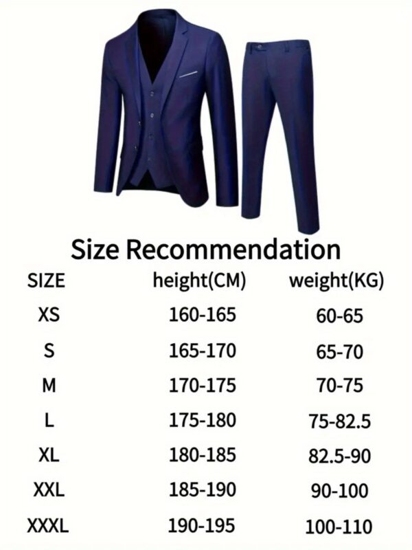 Men'S Slim Fit Three-Piece Black Suit with White Shirt and Patterned Tie - Perfect for Formal Events, Weddings, and Parties, Wedding Attire|Slim Fit Suit|Detailed Construction - Image 10
