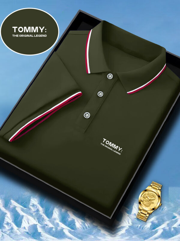 Men's Fashion Collared Shirt with Tommy Print, Summer Shirt, Suitable for Sports and Casual Outings - Image 2