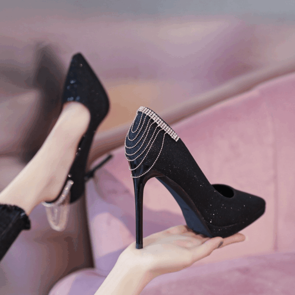 Women's Elegant White/Starry - Pointed Toe Stiletto High Heels, Slip-On Closure, Cushioned PU Insole & Non-Slip Rubber Sole - Formal & Everyday Women's Shoes for Parties, Weddings, Office - All-Season Chic Heels, Stiletto Heels, Party Footwear, Sparkling Embellishment, Premium Finish, Fashion Footwear, Professional Women - Image 2