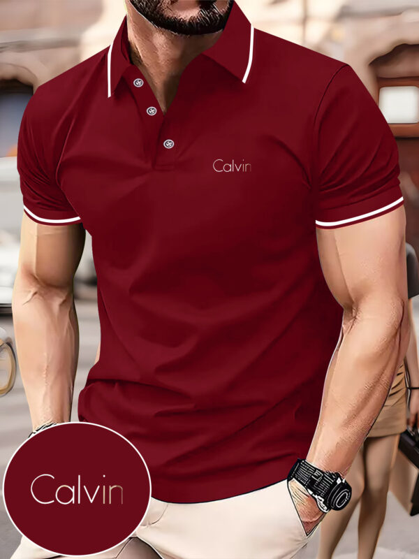 Men's Fashion Collared Shirt Calvin Print, Summer, Suitable for Sports and Casual Outings - Image 8