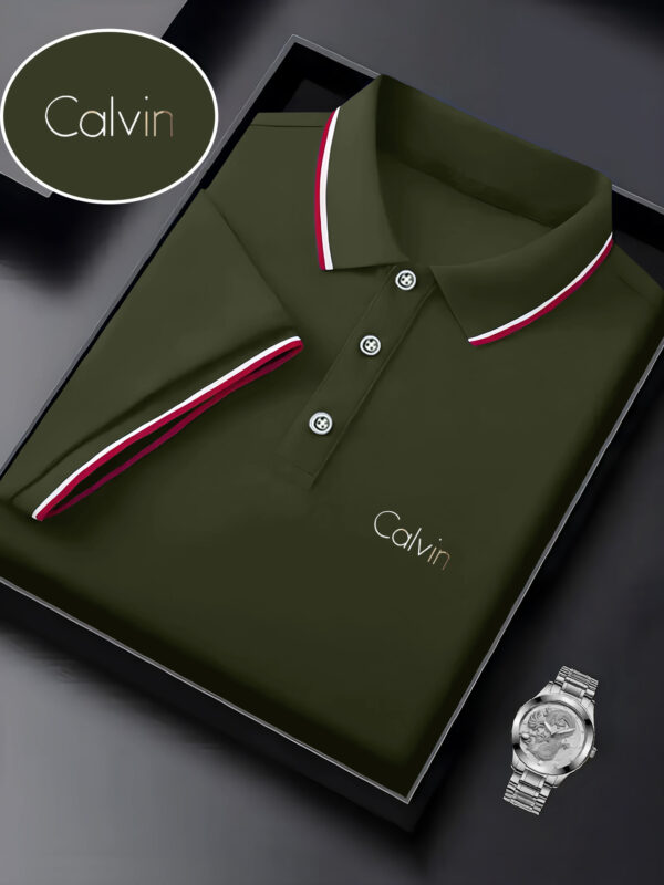 Men's Fashion Collared Shirt Calvin Print, Summer, Suitable for Sports and Casual Outings - Image 3