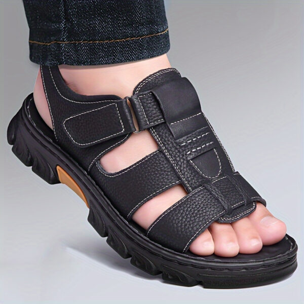 Men's Genuine Leather Fisherman Sandals, Classic Closed-Toe Design with Premium Cowhide Upper and Hand-Stitching, Adjustable Strap for a Comfort Fit, Durable Outdoor Summer Shoes for Walking. - Image 10