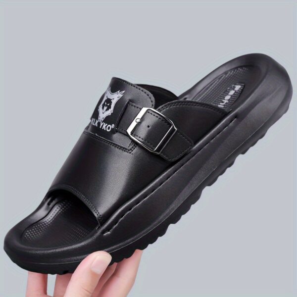 Men's Slippers, Trendy Korean Style Couple Lightweight Outdoor Driving Shoes, Men's Summer Open Toe Simple Comfortable Fashion Flat Slip-Ons, Durable and Soft EVA Home Slides - Comfortable, Thick Sole, Non-Slip Casual Wearable Slippers, Stylish Four-Season Open-Toe Shoes Perfect for Indoor/Outdoor Use, Beach and Family Relaxation, 2pcs Set Includes 1pc Shoe + 1pc Premium Storage Bag - Image 3