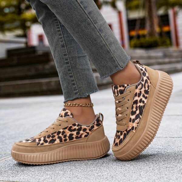 2025 New Women'S Leopard Print Skate Shoes - Non-Slip EVA Sole, Breathable & Fabric Lining, EVA Cushioning for Comfort, Suitable for All-Season Outdoor Sports & Casual Wear, Durable EVA Sole, Casual Wear Shoes|Trendy Slippers|Breathable Fabric Linin - Image 5