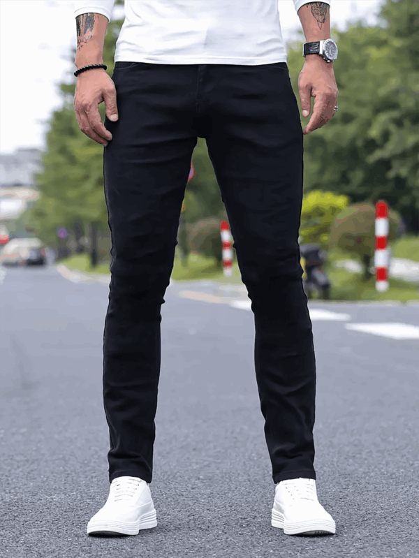 Men'S Slim-Fit Casual Solid Color Jeans, Stretchy Straight-Leg Business Pants with Slant Pockets, Soft Cotton Fabric for Year-Round Wear - Image 6