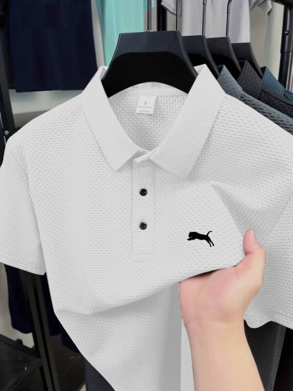 Men'S Casual Black Polo Shirt with Logo - Comfortable Knit Fabric, Breathable for Summer, Regular Fit, Casual Style, Casual Summer Shirt | Logo Shirt | Knit Construction, PLUS SIZE - Image 3