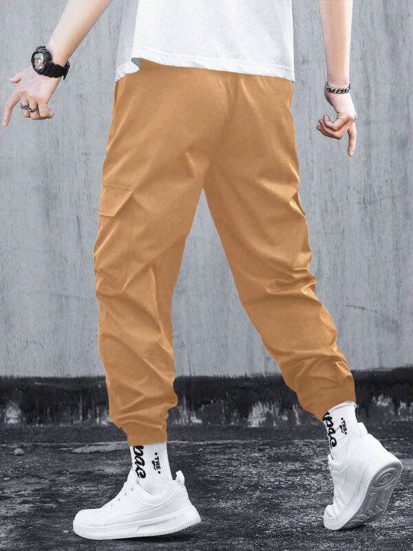 Men'S Summer Cotton Cargo Pants - Olive Green, Drawstring Waist, Casual Style with Multiple Pockets, Ideal for Everyday Wear, Casual Summer Wear | Casual Drawstring Pants | Comfortable Casualwear - Image 6