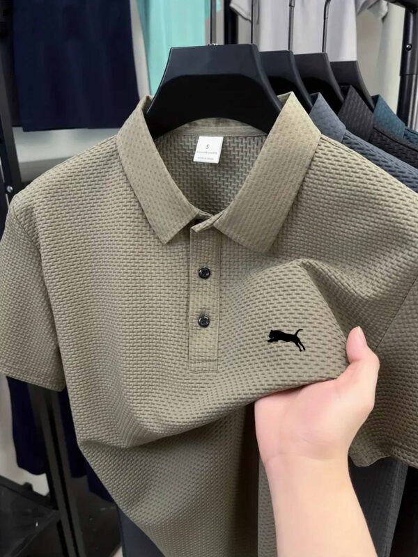 Men'S Casual Black Polo Shirt with Logo - Comfortable Knit Fabric, Breathable for Summer, Regular Fit, Casual Style, Casual Summer Shirt | Logo Shirt | Knit Construction, PLUS SIZE - Image 4