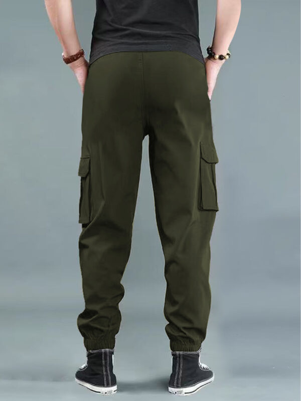 Men'S Casual Cargo Pants with "WEEKEND" Print - Loose Fit, Multiple Flap Pockets, Drawstring Waist, Geometric Pattern, All-Season Comfort, Casual Attire|Geometric Print Pants|Adjustable Waistband - Image 6