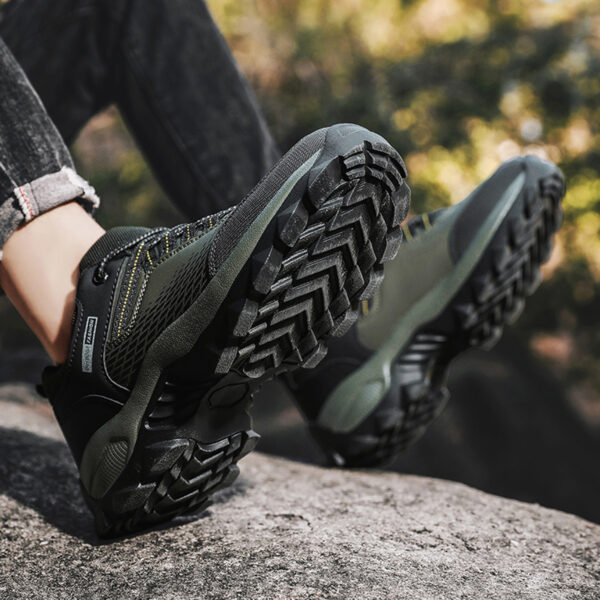 Men'S Breathable Hiking Shoes - Lightweight, Non-Slip Sole, Durable for Outdoor Trekking and Trail Running, Black Mesh Upper with Faux Cover Sole, Lace-Up Closure, EVA Cushioned Sole, Trail Running Shoes | Sleek Hiking Footwear | Durable EVA Sole - Image 11