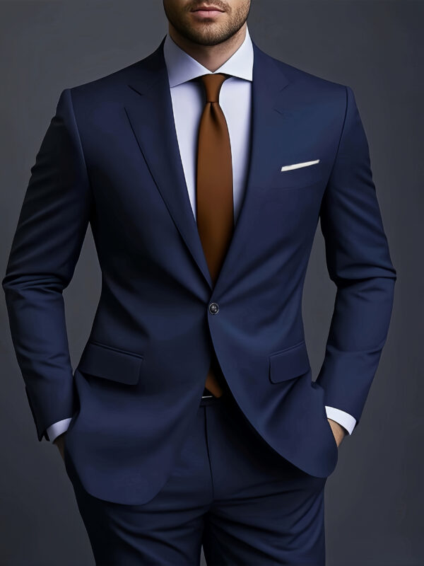 Men'S Casual Suit Set - Black Blazer, Matching Pants, Non-Stretch Fabric, Regular Fit, Button-Up, Ideal for Work, Spring/Summer - Image 3