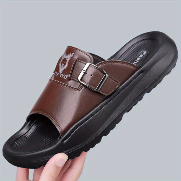 Men's Slippers, Trendy Korean Style Couple Lightweight Outdoor Driving Shoes, Men's Summer Open Toe Simple Comfortable Fashion Flat Slip-Ons, Durable and Soft EVA Home Slides - Comfortable, Thick Sole, Non-Slip Casual Wearable Slippers, Stylish Four-Season Open-Toe Shoes Perfect for Indoor/Outdoor Use, Beach and Family Relaxation, 2pcs Set Includes 1pc Shoe + 1pc Premium Storage Bag - Image 5