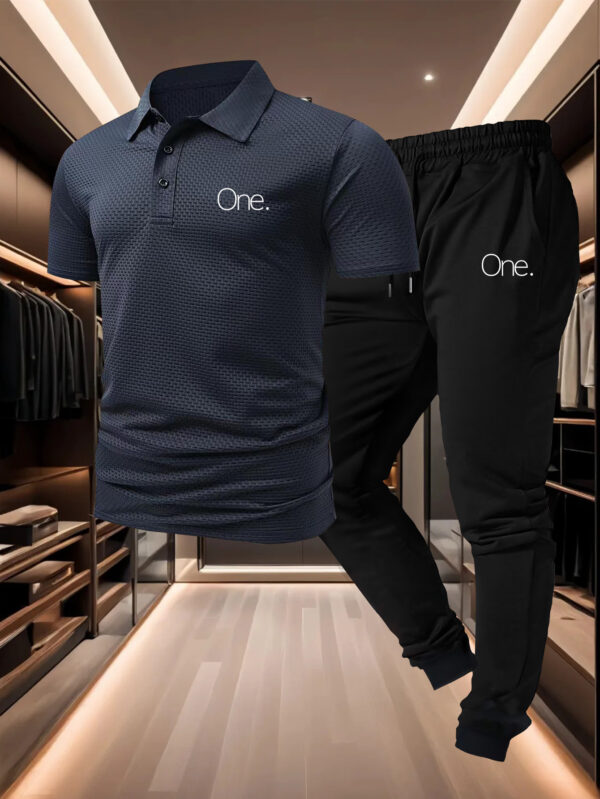 Comfortable Pants Set, Men's Casual Shirt with Drawstring Comfortable Trousers for Casual Attire - Image 3