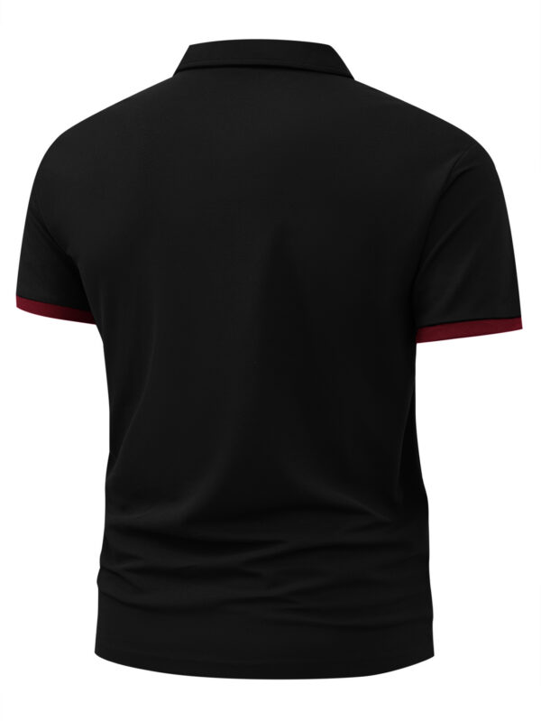 Men'S Stylish Red Polo Shirt with White Horse Logo - Casual Short Sleeve, 100% Polyester, Perfect for Outdoor Sports & Golf, Casual Summer Wear|Stylish Horse Logo|Polyester Fabric - Image 7