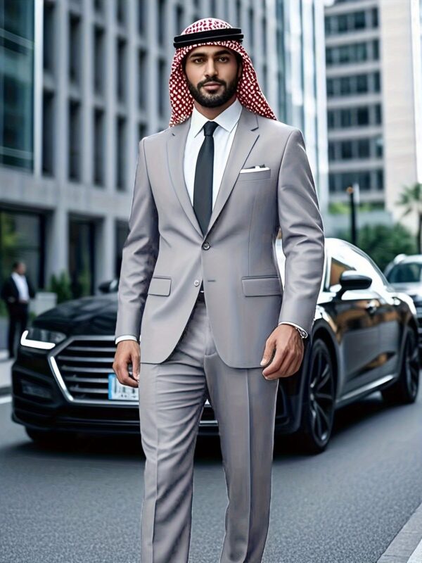 Men'S Casual Suit Set - Black Blazer, Matching Pants, Non-Stretch Fabric, Regular Fit, Button-Up, Ideal for Work, Spring/Summer - Image 2