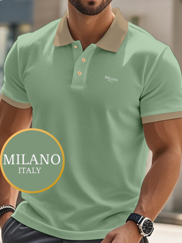 Milano 2012 Men'S Stylish Red & White Polo Shirt - Comfortable, Stretch Fabric, Casual Short Sleeve with Collar, Button-Up Design, Perfect for Summer - Image 3