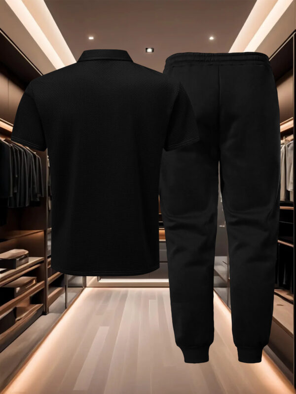 Comfortable Pants Set, Men's Casual Shirt with Drawstring Comfortable Trousers for Casual Attire - Image 9