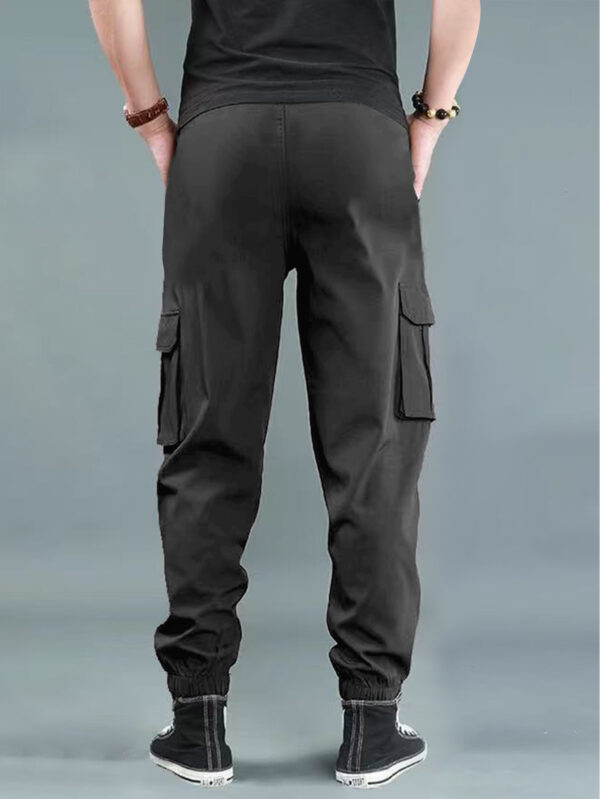 Men'S Casual Cargo Pants with "WEEKEND" Print - Loose Fit, Multiple Flap Pockets, Drawstring Waist, Geometric Pattern, All-Season Comfort, Casual Attire|Geometric Print Pants|Adjustable Waistband - Image 8