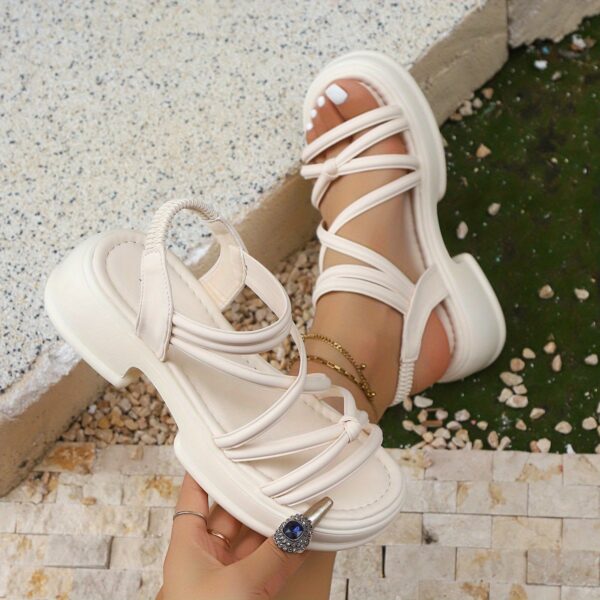 Women'S Stylish Black Platform Sandals with Ruched Detailing, Non-Slip Comfortable Chunky Heel, Open Toe, and Zip Closure - Perfect for Casual Summer Wear, Casual Footwear | Stylish Wedge Sandals | Antislip Footwea - Image 18