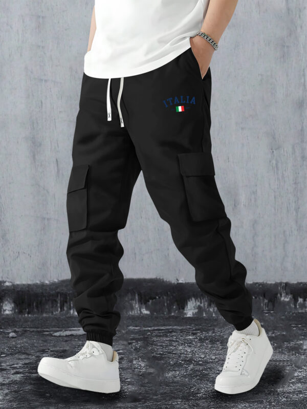 Men'S Summer Cotton Cargo Pants - Olive Green, Drawstring Waist, Casual Style with Multiple Pockets, Ideal for Everyday Wear, Casual Summer Wear | Casual Drawstring Pants | Comfortable Casualwear - Image 3