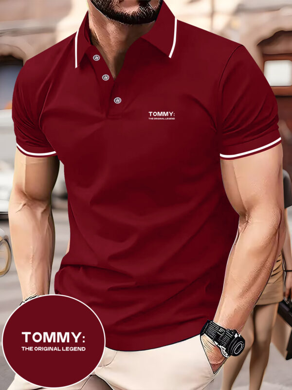 Men's Fashion Collared Shirt with Tommy Print, Summer Shirt, Suitable for Sports and Casual Outings - Image 5