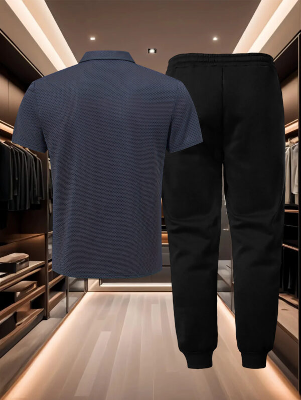 Comfortable Pants Set, Men's Casual Shirt with Drawstring Comfortable Trousers for Casual Attire - Image 8