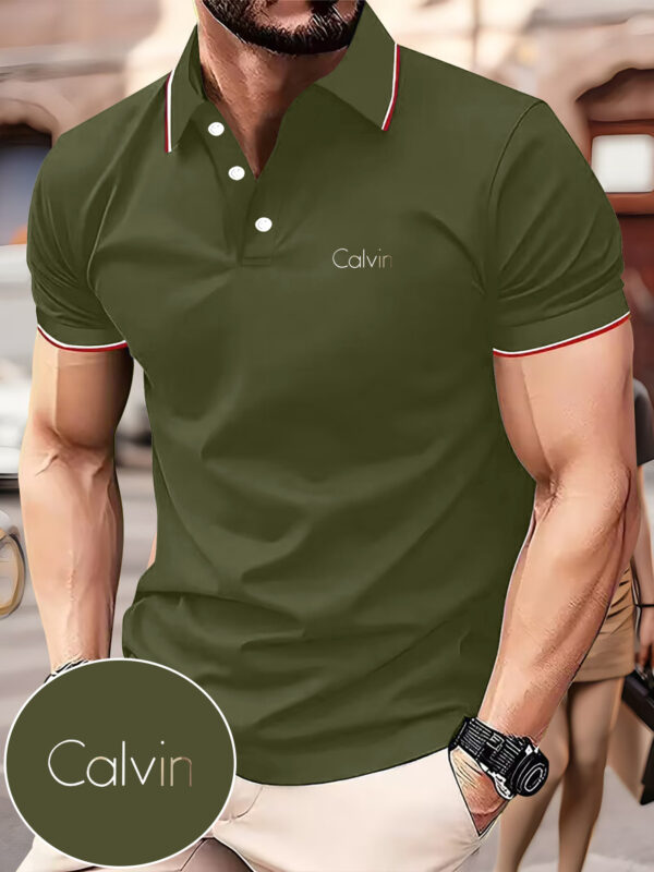 Men's Fashion Collared Shirt Calvin Print, Summer, Suitable for Sports and Casual Outings - Image 7