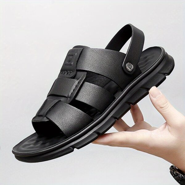 Men's Heavy-Duty Slip-On Sandals - Wide Size up to EU 46 (US Men's 12) - Lightweight EVA Beach Shoes for Outdoor, Casual, Formal - Cushioned Platform - Black - Ideal for Big & Tall Feet, Summer Footwear, Minimalist Design, Comfortable Soles, Comfortable Footwear, Casual Attire, Casual Slipons, Sleek Footwear, Durable Construction, Supportive Footwear, Outdoor Enthusiasts - Image 8