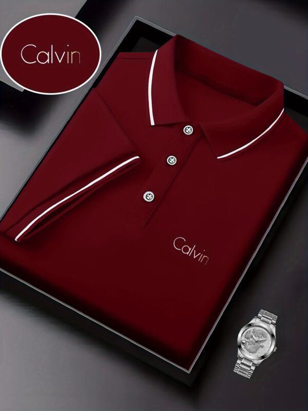 Men's Fashion Collared Shirt Calvin Print, Summer, Suitable for Sports and Casual Outings - Image 4
