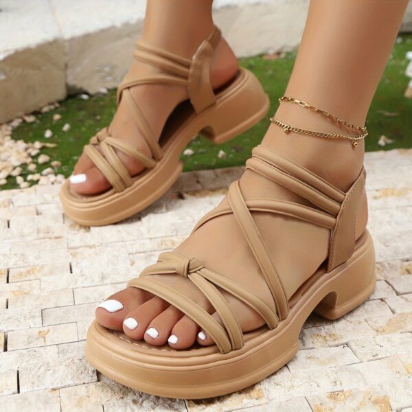 Women'S Stylish Black Platform Sandals with Ruched Detailing, Non-Slip Comfortable Chunky Heel, Open Toe, and Zip Closure - Perfect for Casual Summer Wear, Casual Footwear | Stylish Wedge Sandals | Antislip Footwea - Image 15