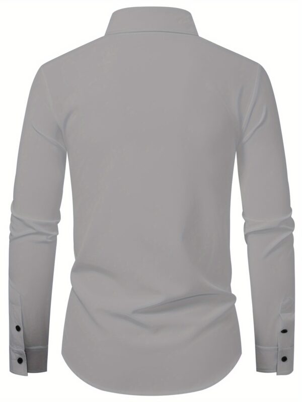 2025 Summer Lightweight Color Block Men'S Casual Long Sleeve Shirt - Solid Color with Contrast Trim, Regular Fit, Multiple Colors & Sizes for Casual Attire, Versatile Menswear, Classic Collar Design, Nonelastic Fabric - Image 7