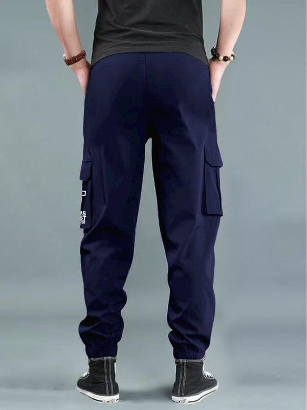 Men'S Casual Cargo Pants with "REEF" Logo - Black, Multiple Flap Pockets, Drawstring Waist, All-Season Comfort, Sporty Street Style, Casual Wear | Trendy Casualwear | Adjustable Waist Pants - Image 7