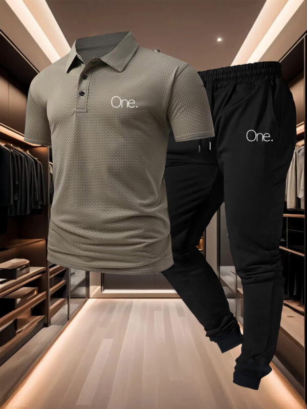 Comfortable Pants Set, Men's Casual Shirt with Drawstring Comfortable Trousers for Casual Attire - Image 2