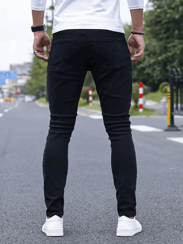 Men'S Slim-Fit Casual Solid Color Jeans, Stretchy Straight-Leg Business Pants with Slant Pockets, Soft Cotton Fabric for Year-Round Wear - Image 5