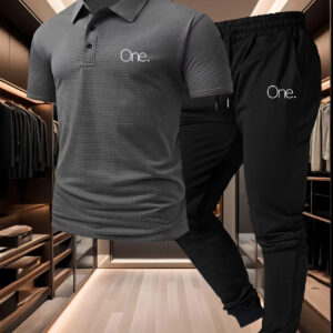 Comfortable Pants Set, Men's Casual Shirt with Drawstring Comfortable Trousers for Casual Attire