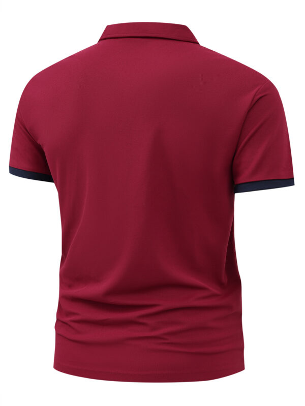Men'S Stylish Red Polo Shirt with White Horse Logo - Casual Short Sleeve, 100% Polyester, Perfect for Outdoor Sports & Golf, Casual Summer Wear|Stylish Horse Logo|Polyester Fabric - Image 6