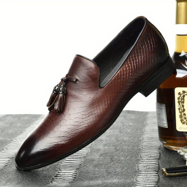 Men'S & Women'S Genuine Slip-On Loafers with Tassel Detail - Breathable Non-Slip Business Casual Shoes, Round Toe Lace-Up Design for Office & Casual Attire, All-Season Comfort, Formal Loafers, Sophisticated Style, Elegant Appearance, Durable Construction, Stylish Men - Image 5