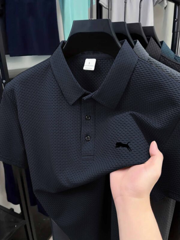 Men'S Casual Black Polo Shirt with Logo - Comfortable Knit Fabric, Breathable for Summer, Regular Fit, Casual Style, Casual Summer Shirt | Logo Shirt | Knit Construction, PLUS SIZE - Image 2